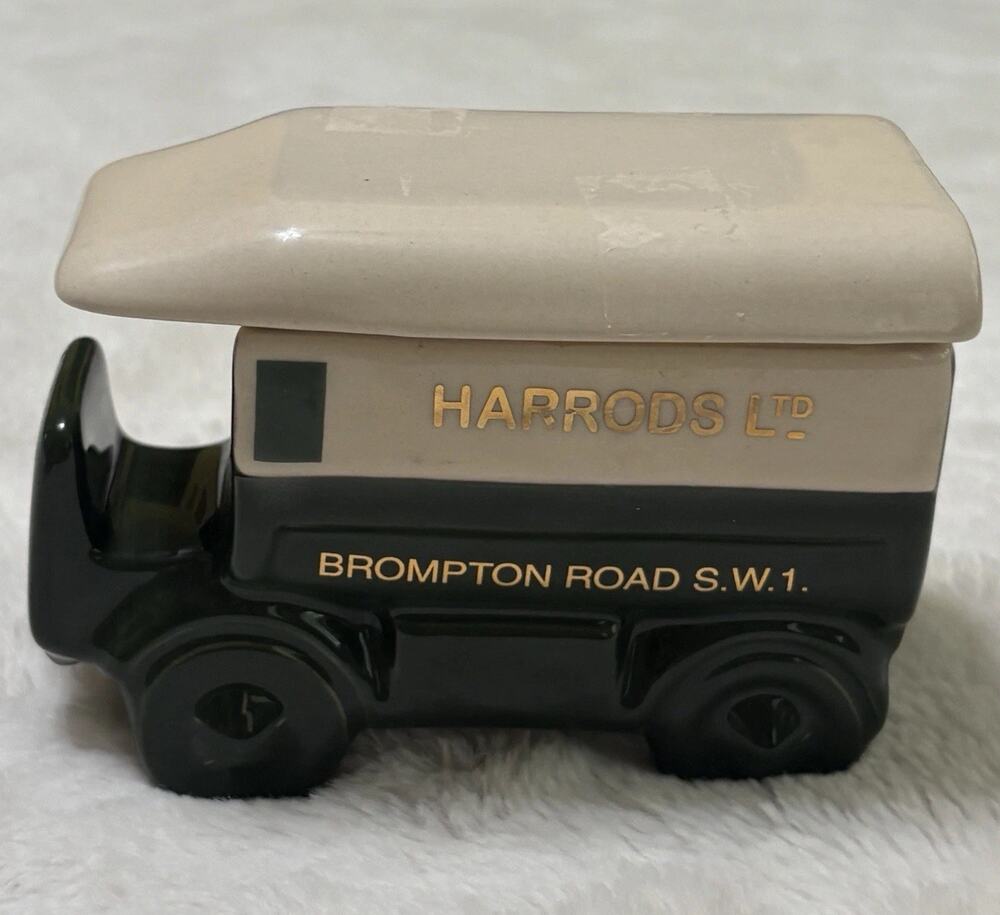 Harrods Tea Box Ltd London Pottery Lidded Delivery Truck Trinket 5" x 4" Vintage